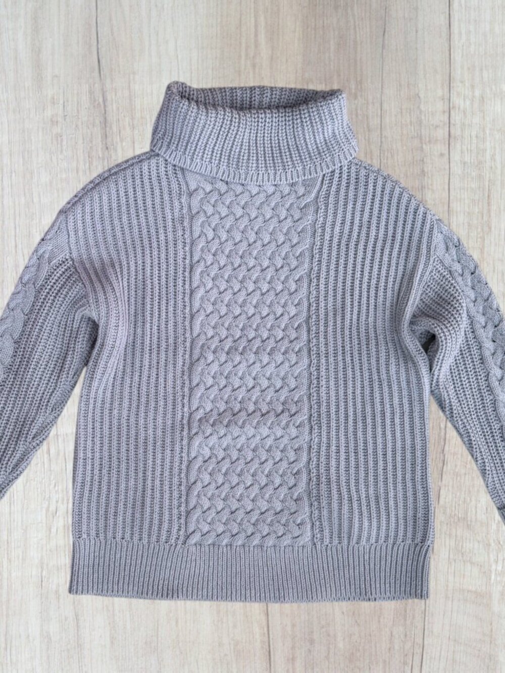 Haven Well Within Light Blue Cotton Cable Knit Turtleneck Sweater Women’s M